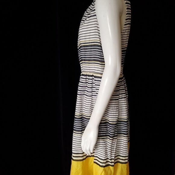 Talbots Yellow, Black, & White Striped Cotton Dress (8) - Picture 4 of 6